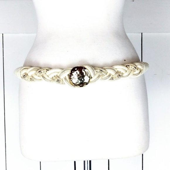 Vintage Accessories - Vintage braided gold disc beaded rope belt